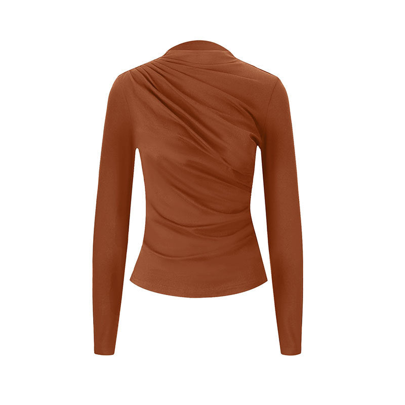 Damen figurbetontes Langarmoberteil mit eleganten Drapierungen EB