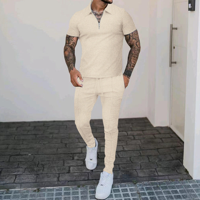 Herren Freizeit-Set mit modernem Kurzarm-Polo und eleganten Jogginghosen EB