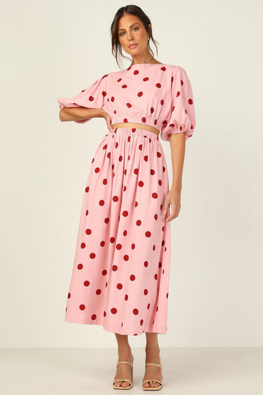 Damen Maxikleid mit elastischem Taillenzug und voluminösen Ärmeln EB