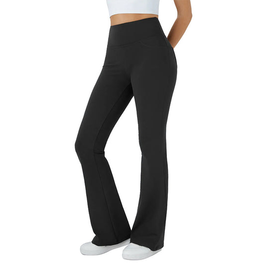 Damen bequeme Sportleggins mit hohem Bund und praktischen Taschen EB