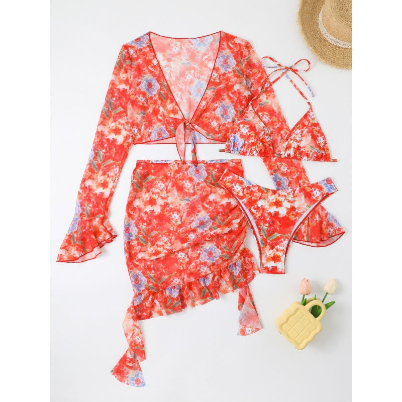 Damen Bikiniset mit floralem Design und eleganten Rüschendetails EB