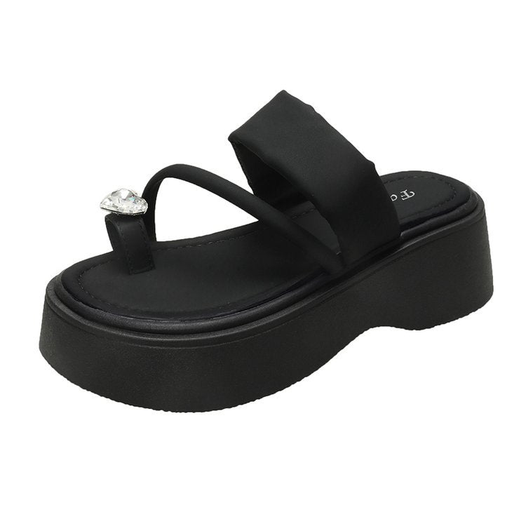 Damen Plateau-Sandalen mit funkelndem Schmuckdetail EB