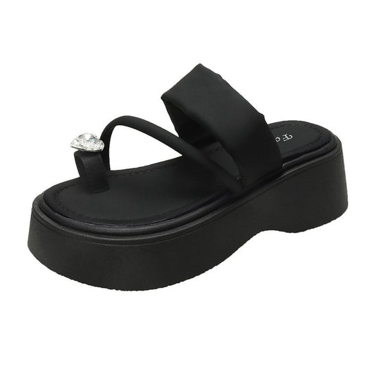 Damen Plateau-Sandalen mit funkelndem Schmuckdetail EB