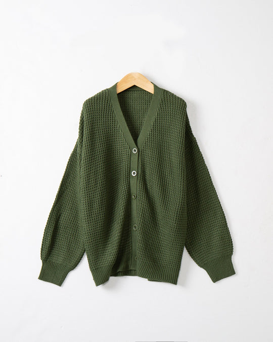 Damen Strickjacke mit strukturiertem Muster und praktischen Knopfdetails EB