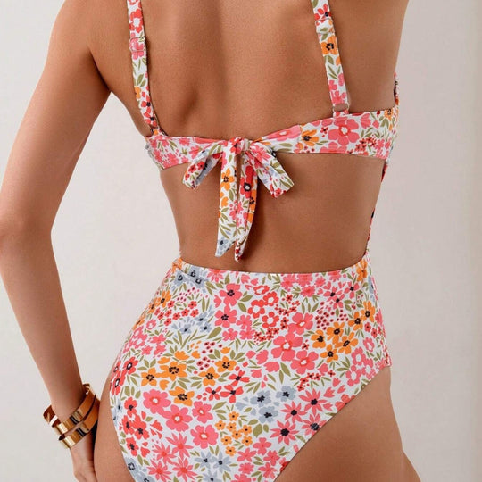 Damen Einteiler Badeanzug mit floralem Muster EB