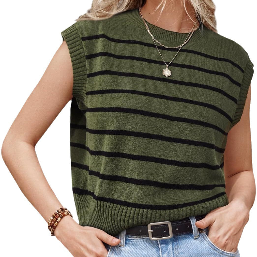 Damen lässiges gestreiftes Stricktop EB