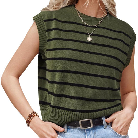 Damen lässiges gestreiftes Stricktop EB