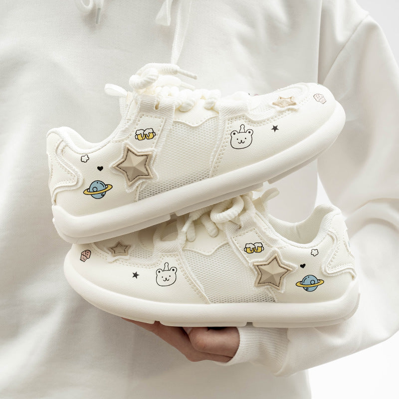 Damen Sneakers mit verspieltem Cartoon-Design und atmungsaktiver Oberfläche EB
