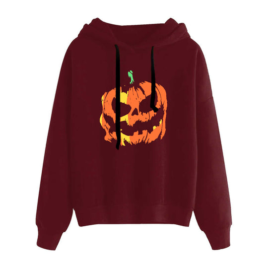 Damen nan lässiger Oversize Kapuzenpullover mit Herz‑und‑Pfotenprint, Kordelzug und gerippten Bündchen EB