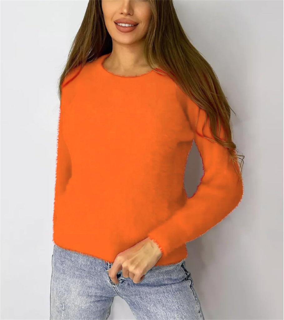 Damen Flauschiger Modischer Pullover EB