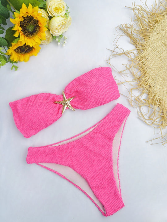 Damen Bikini-Set mit eleganter Schleifenverzierung und verstellbaren Trägern EB