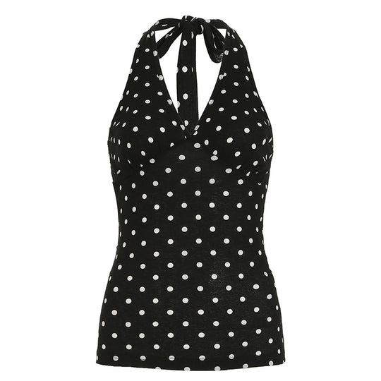 Damen Halterneck Top mit Polka Dots EB