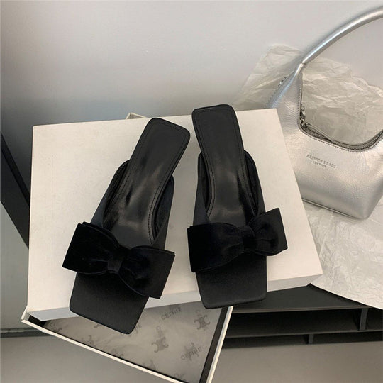 Damen stilvolle Mules mit dekorativem Schleifendetail EB