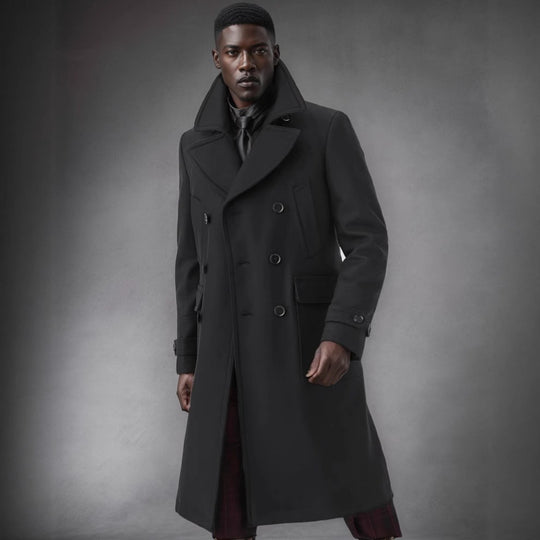 Herren eleganter, langer Doppelpeltz-Mantel EB