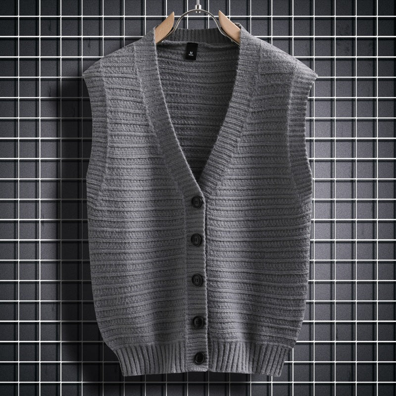 Damen ärmellose Strickjacke mit Knopfdetails und feinem Design EB