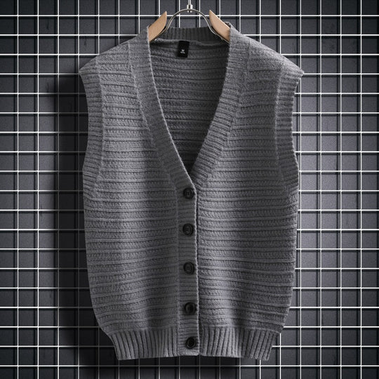Damen ärmellose Strickjacke mit Knopfdetails und feinem Design EB