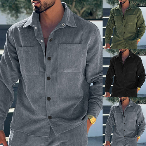 Herren modische Cordjacke mit praktischen Taschen und modernem Schnitt EB