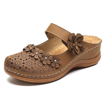 Damen-Clogs mit floralem Design und verstellbarem Riemen EB