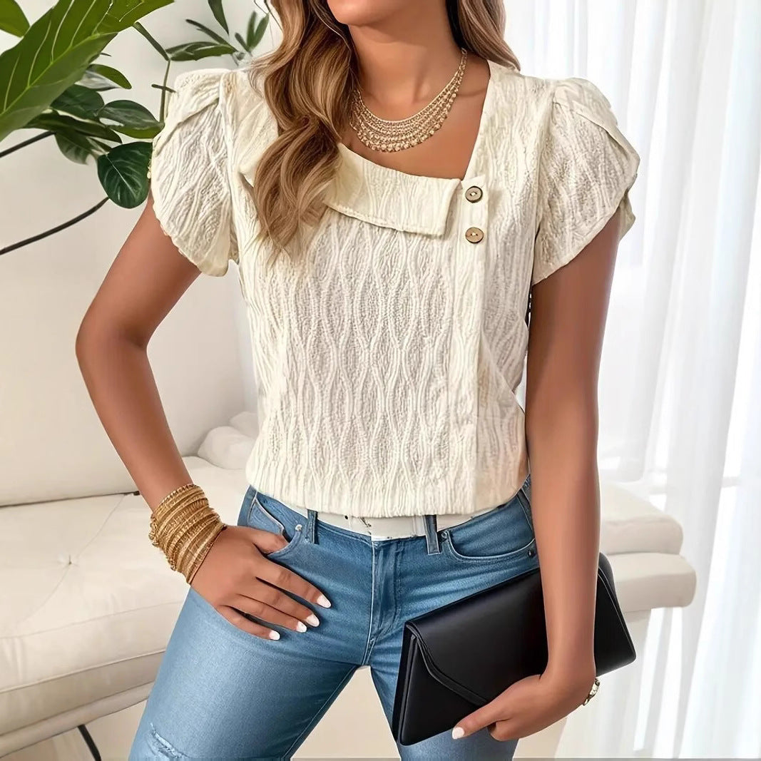 Damen Designermodell mit strukturiertem Oberteil und Knopfdetails EB
