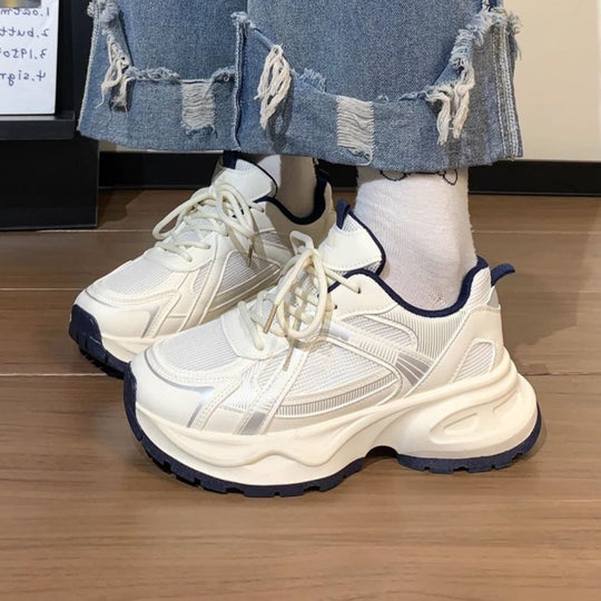 Damen Retro-Chunky-Sneaker mit extraweicher Keil-Plateau-Sohle und gepolstertem Komfortkragen EB