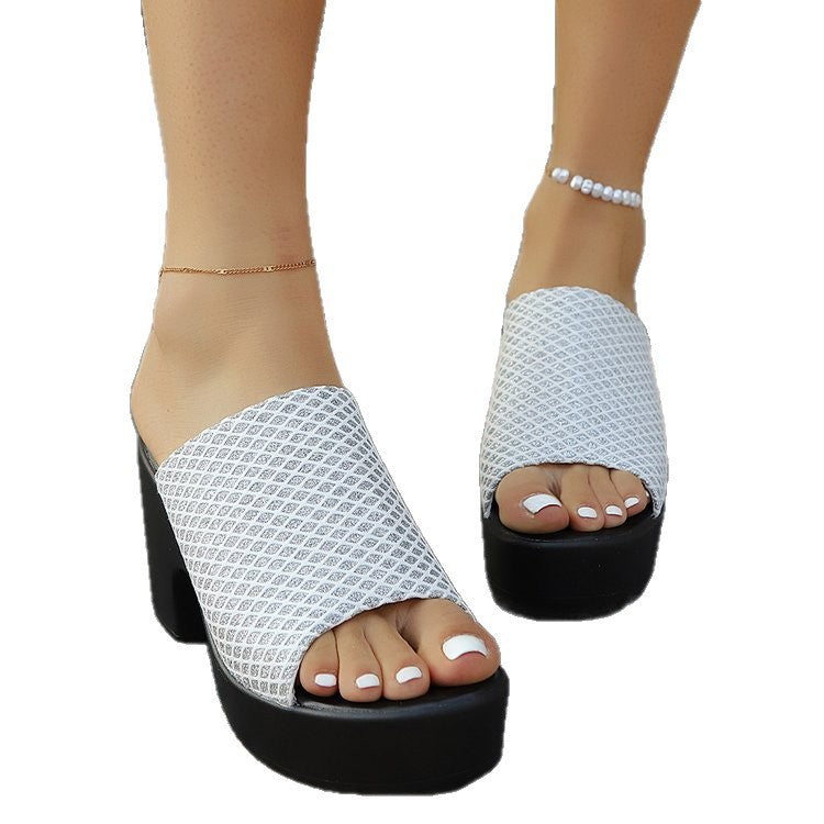 Damen Glitzernde Plateau-Pantoletten mit modischem Design EB