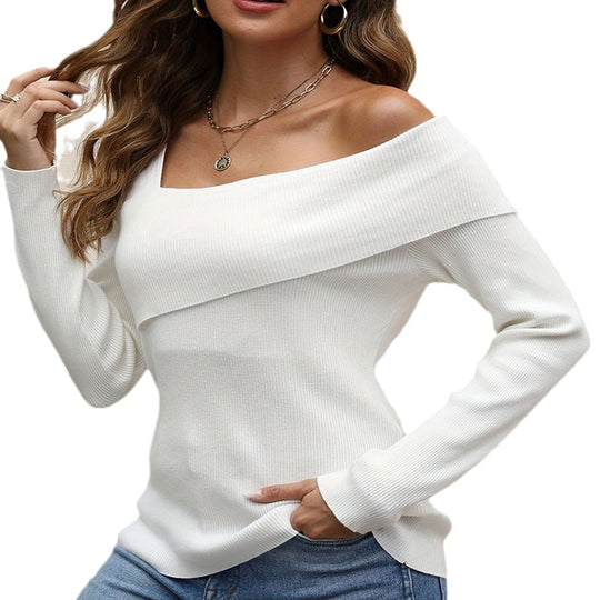 Damen asymmetrisches Langarm-Oberteil mit Rippstruktur EB