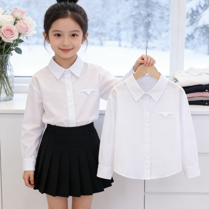 Mädchen elegante Bluse mit klassischem Kragen EB