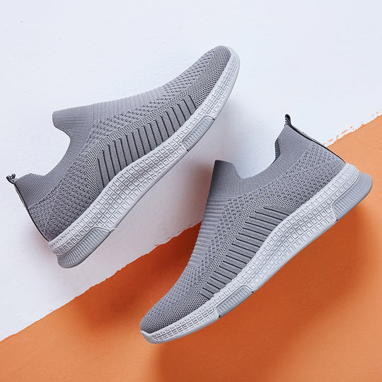 Damen Komfortable Slip-On Sneakers mit atmungsaktiver Strickoberfläche EB