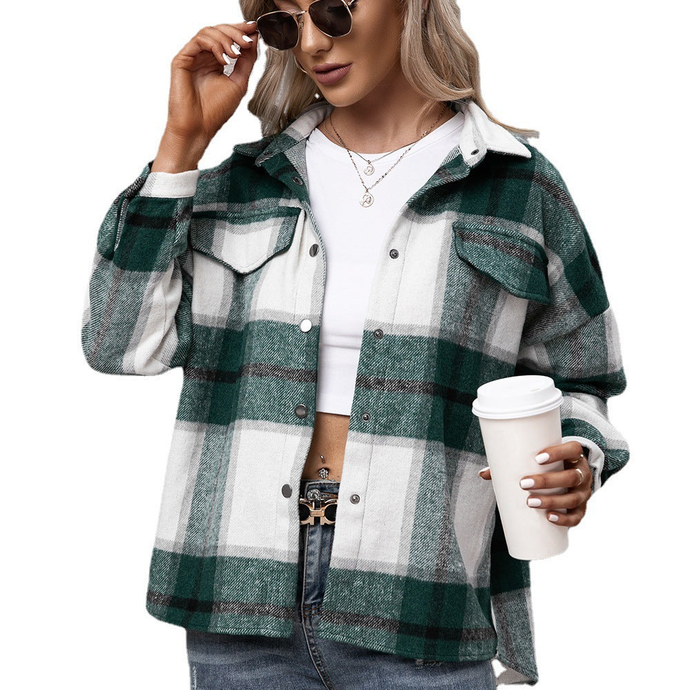 Damen Karierte Overshirtjacke im lässigen Schnitt EB
