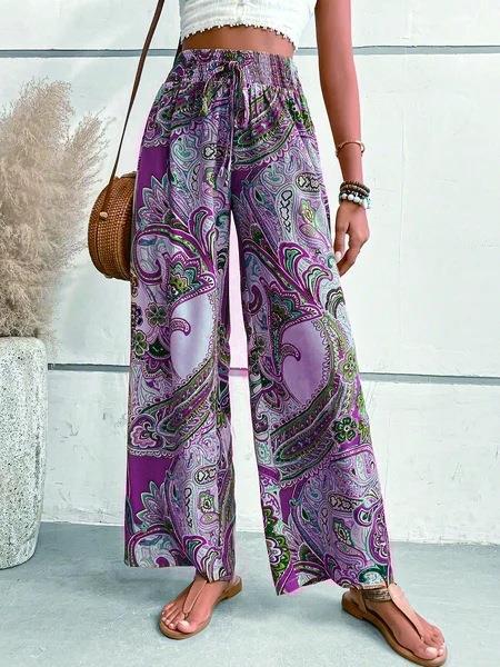 Damen Palazzo-Hose mit weitem Bein und Paisleymuster EB