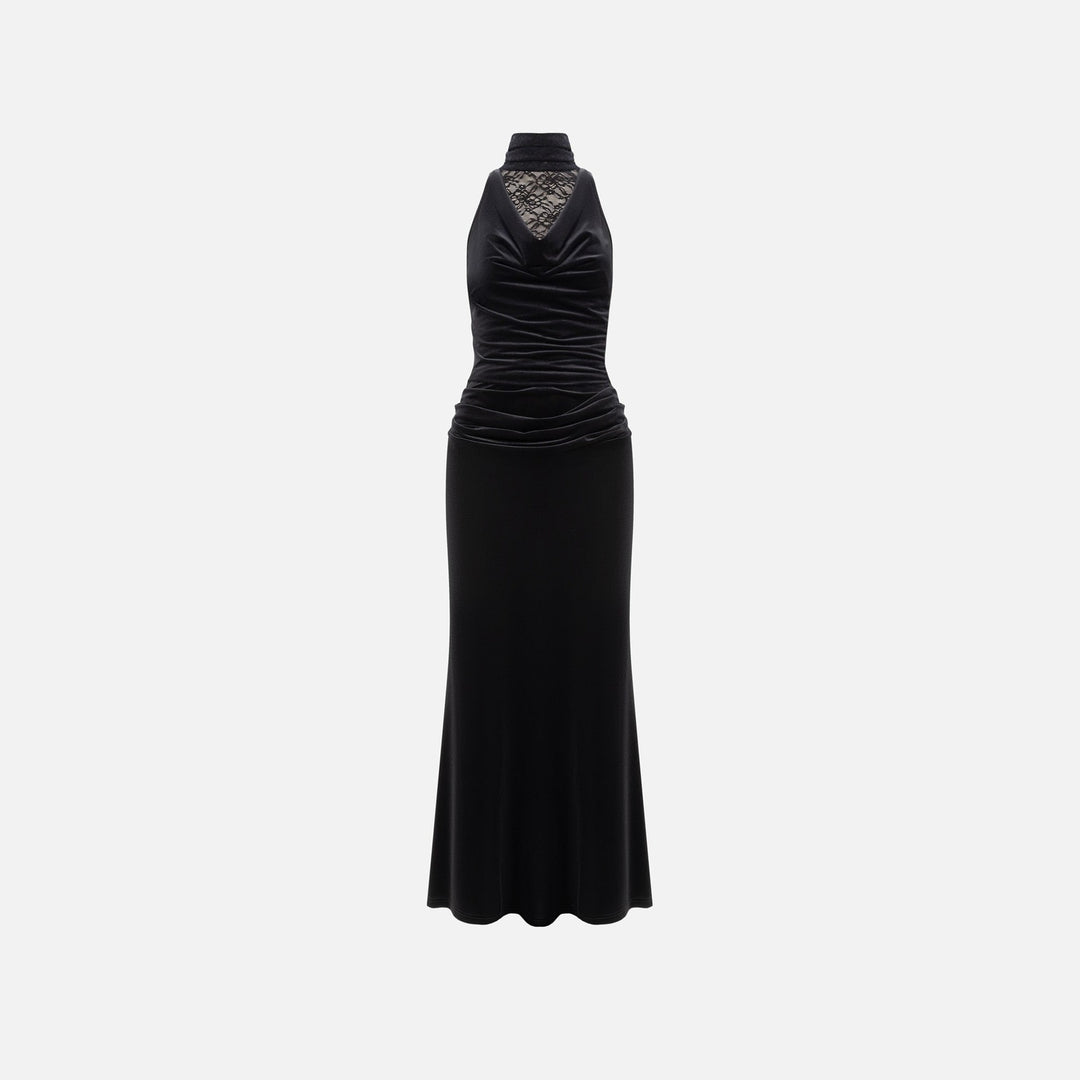 Damen Elegantes Abendkleid mit raffiniertem Spitzen- und Drapierungsdetail EB