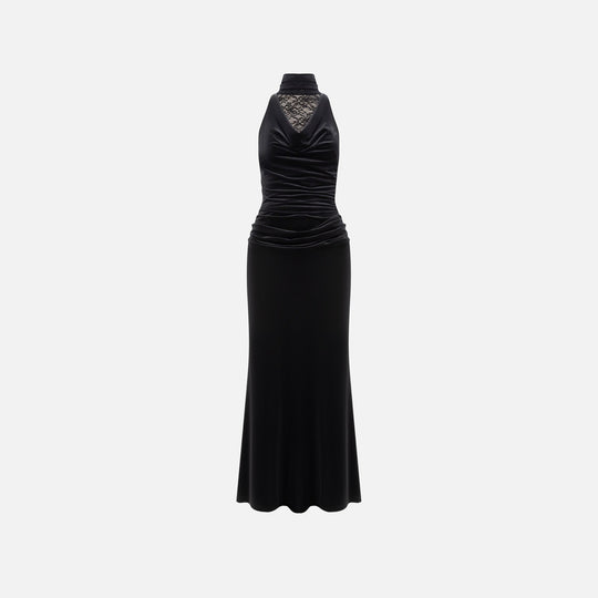 Damen Elegantes Abendkleid mit raffiniertem Spitzen- und Drapierungsdetail EB