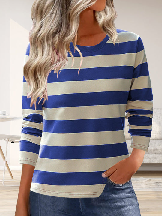 Damen Langarmshirt mit modernem Streifenmuster und bequemer Passform EB