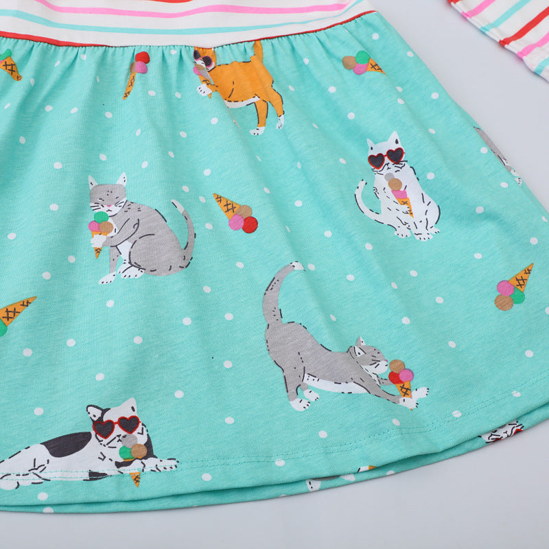 Mädchen Baumwollkleid mit verspieltem Tierdesign EB