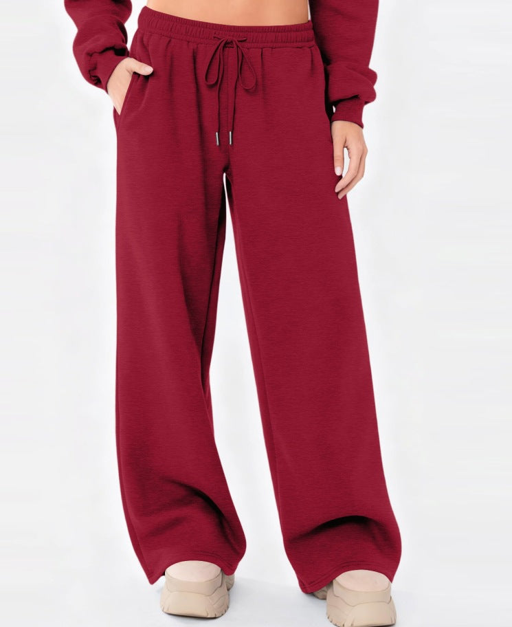 Damen nan weite Loungehose mit hohem Komfortbund, elastischem Tunnelzug und seitlichen Eingrifftaschen EB