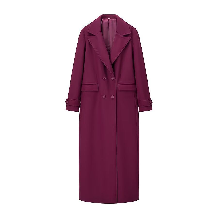 Damen eleganter und lässiger Langmantel mit doppelter Knopfreihe EB