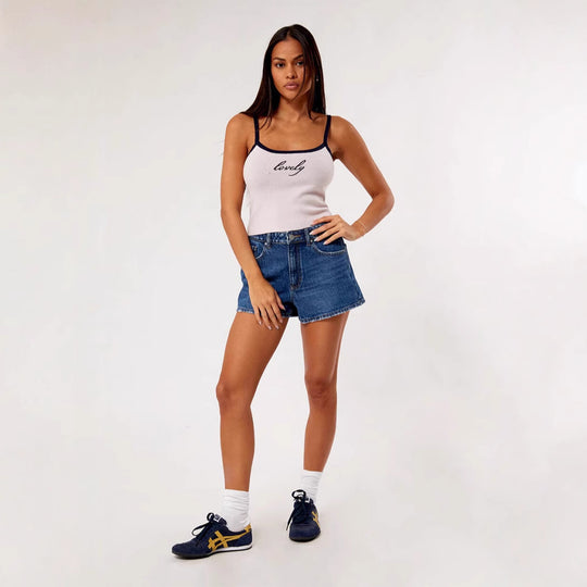Damen Figurbetontes Crop-Top mit edlem Schriftzug EB