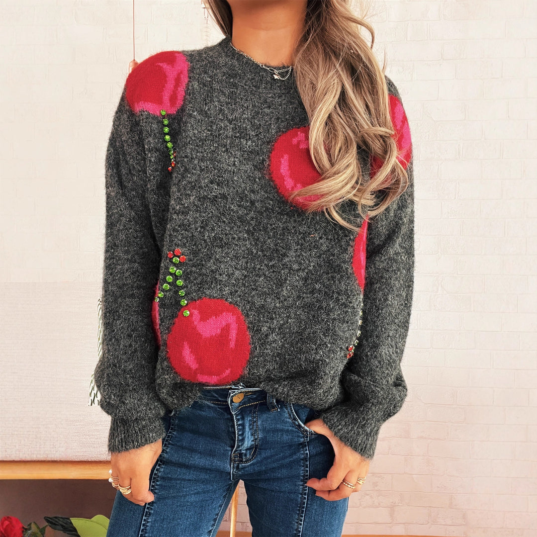 Damen Strickpullover mit kreativem Herzmotiv und weichem Material EB