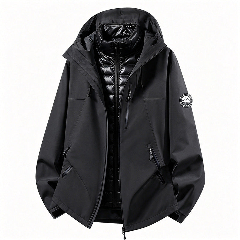 Unisex wetterfeste dreiteilige Softshelljacke mit abnehmbarer Steppinnenjacke und Kapuze EB
