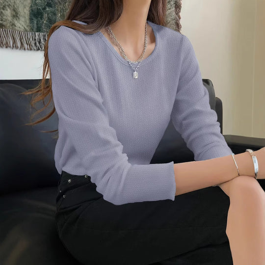 Damen Langarmshirt mit strukturiertem Feinstrick EB