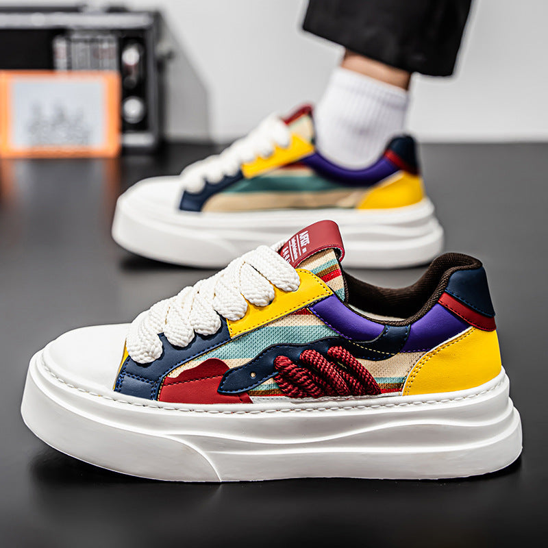 Damen sportive Plateau-Sneaker mit buntem Design EB