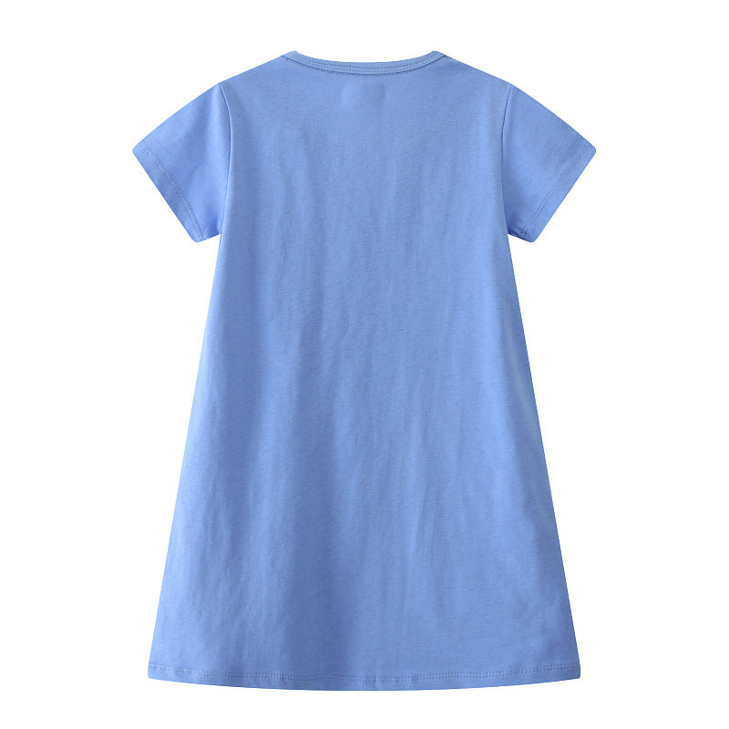Mädchen Freizeitkleid mit niedlichem Hasen- und Erdbeer-Motiv EB