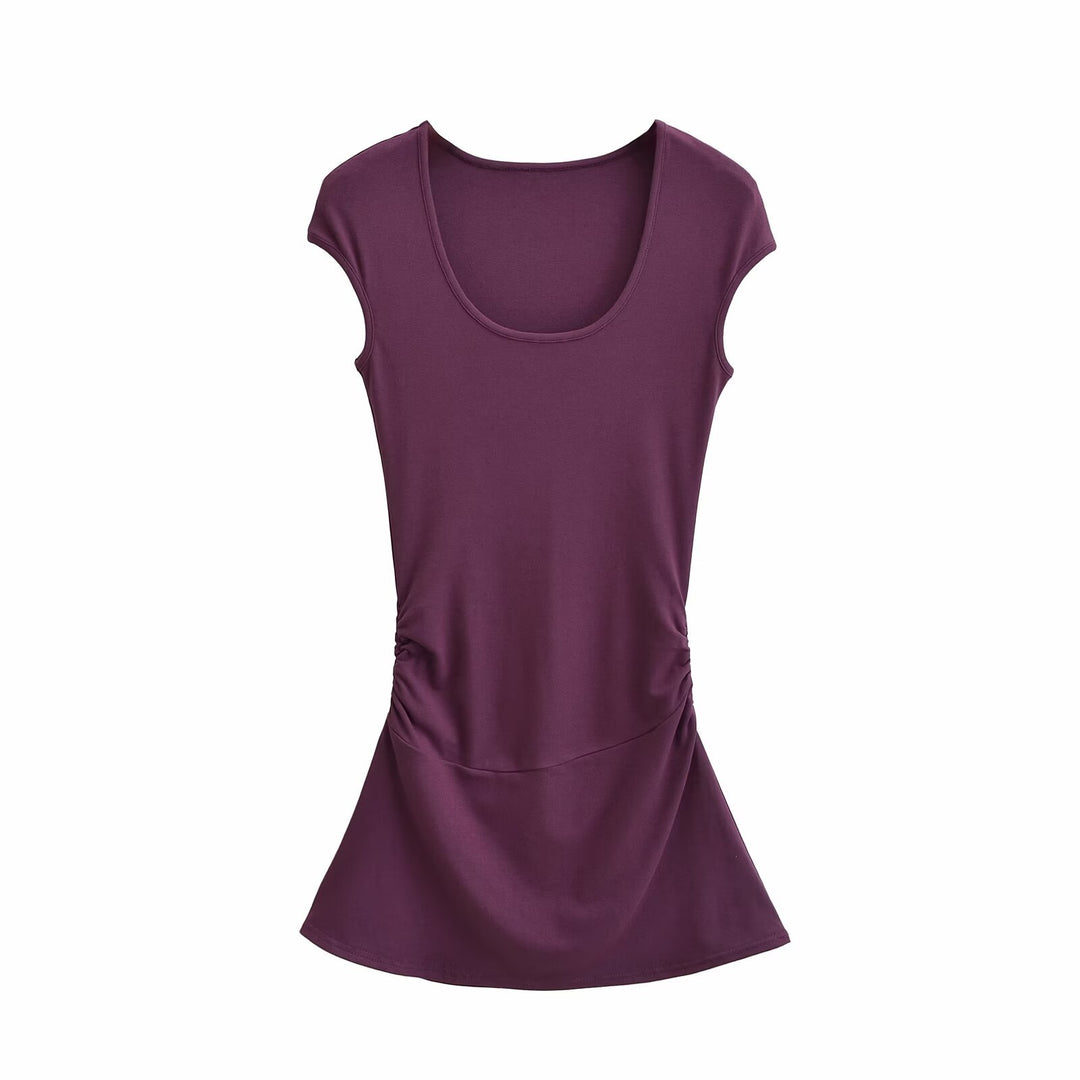 Damen elegantes Jersey-Kleid mit Raffung EB