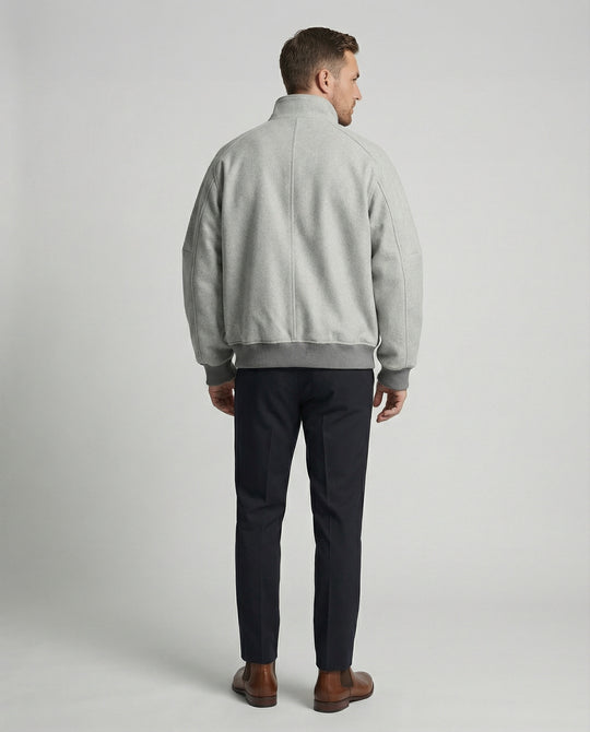 Herren Oversize-Wollmix-Blouson mit hohem Stehkragen verdecktem Zweiwege-Reißverschluss und gerippten Ärmelbündchen EB