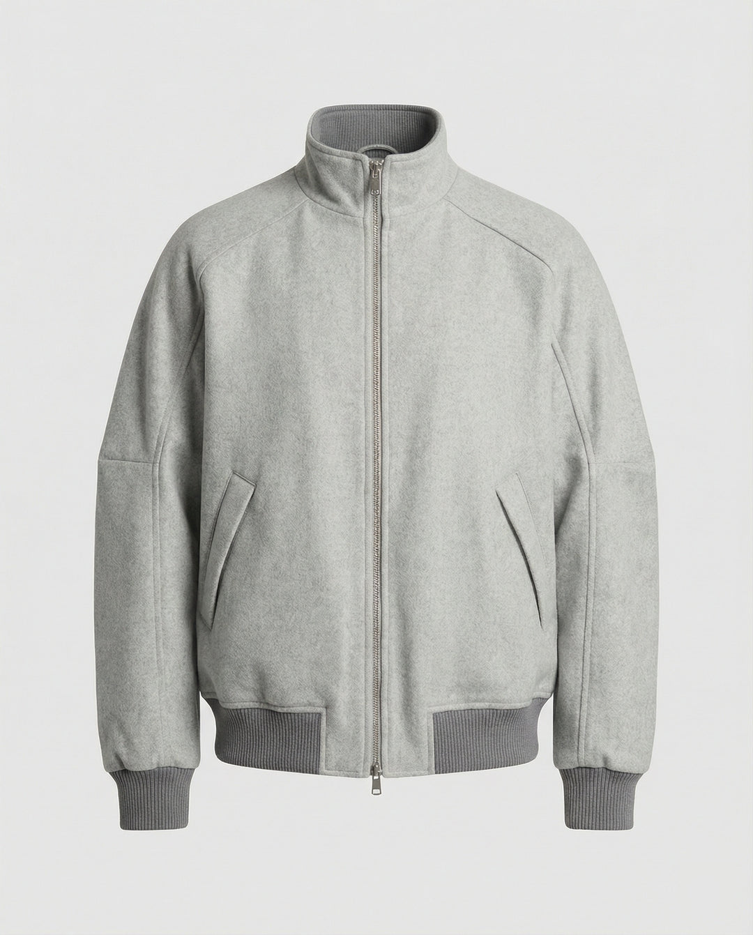 Herren Oversize-Wollmix-Blouson mit hohem Stehkragen verdecktem Zweiwege-Reißverschluss und gerippten Ärmelbündchen EB