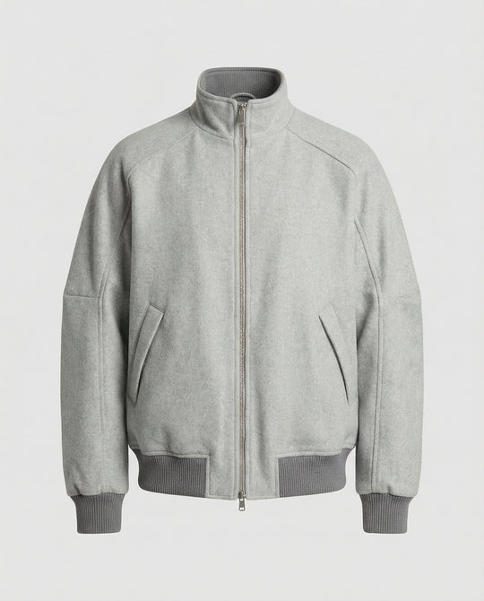 Herren Oversize-Wollmix-Blouson mit hohem Stehkragen verdecktem Zweiwege-Reißverschluss und gerippten Ärmelbündchen EB