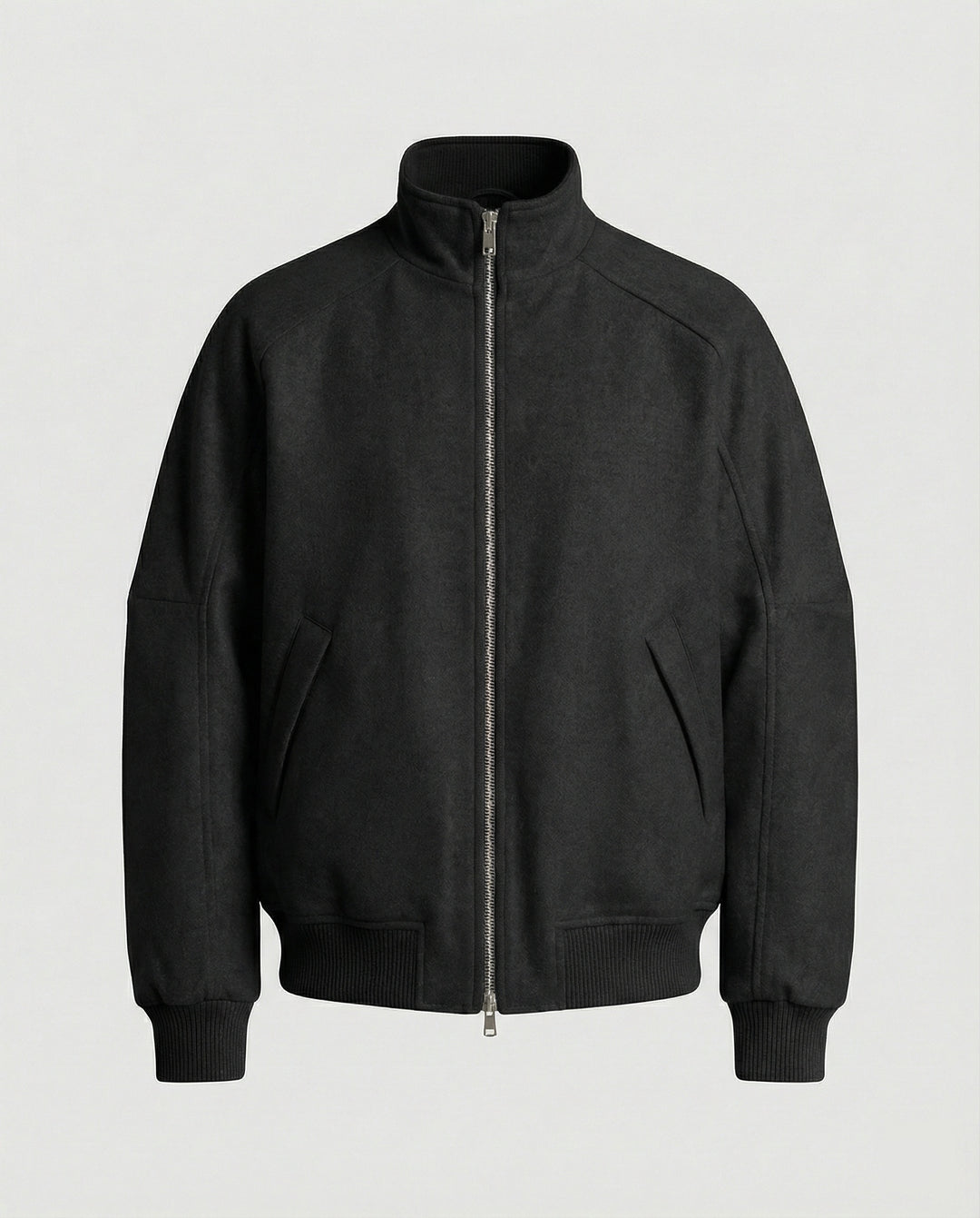 Herren Oversize-Wollmix-Blouson mit hohem Stehkragen verdecktem Zweiwege-Reißverschluss und gerippten Ärmelbündchen EB
