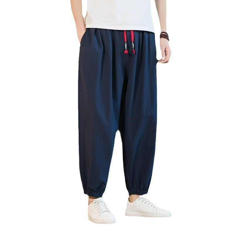 Herren nan lockere Haremshose mit elastischem Bund und dekorativem Kordelzug EB