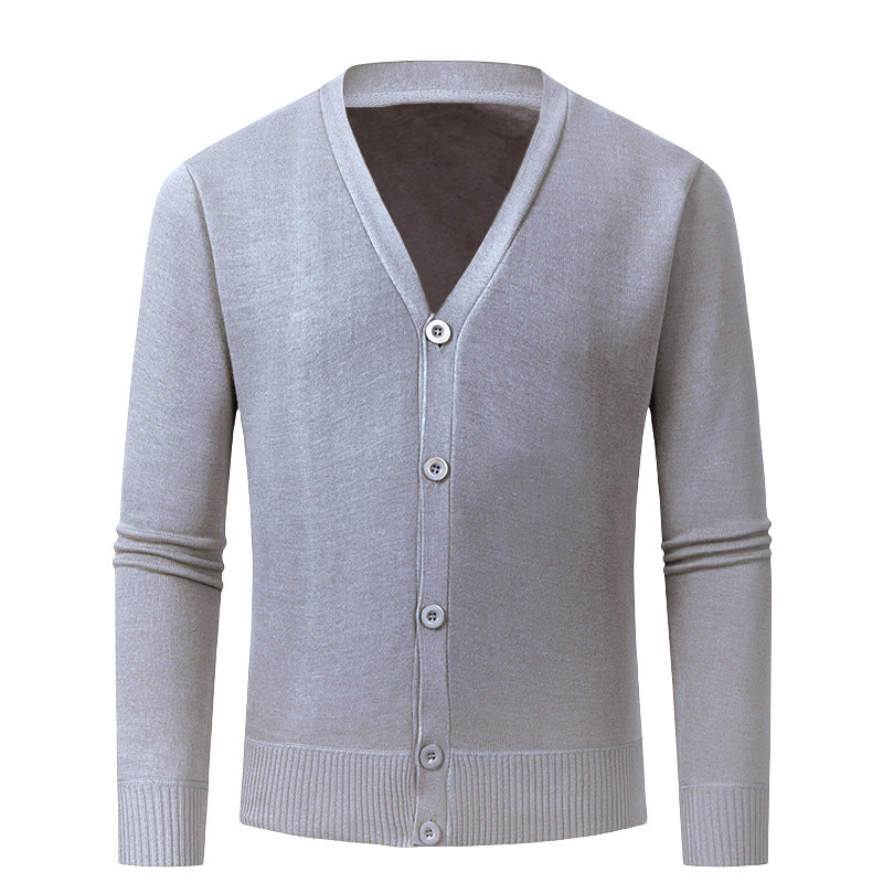 Herren Strickjacke mit V-Ausschnitt und knopflosem Design EB