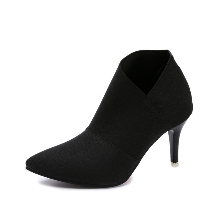 Damen elegante Ankle-Boots mit spitzem Zehenbereich und modischem Stretch-Obermaterial EB